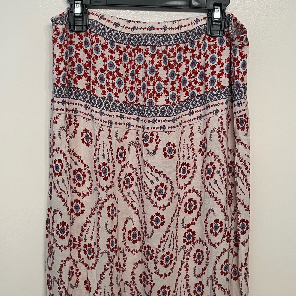 Red, white & blue floral maxi skirt